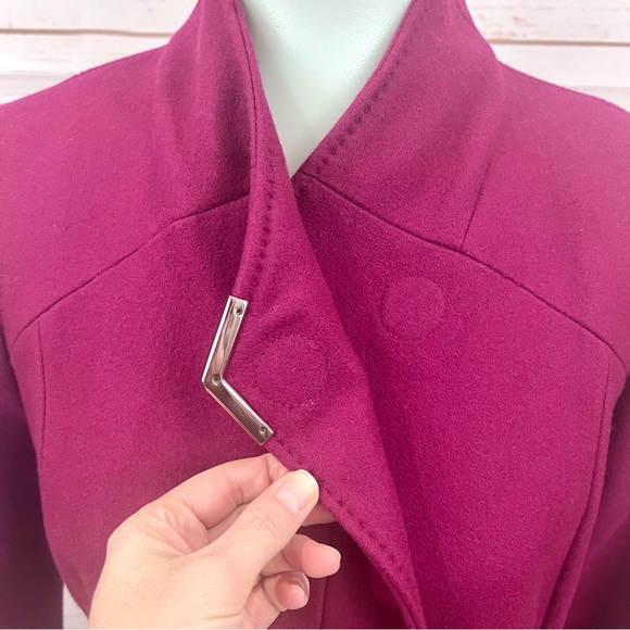 NWOT Ted Baker Magenta Berry Asymmetrical Wrap Drytaa Belted Wool Cashmere Coat - Picture 10 of 15